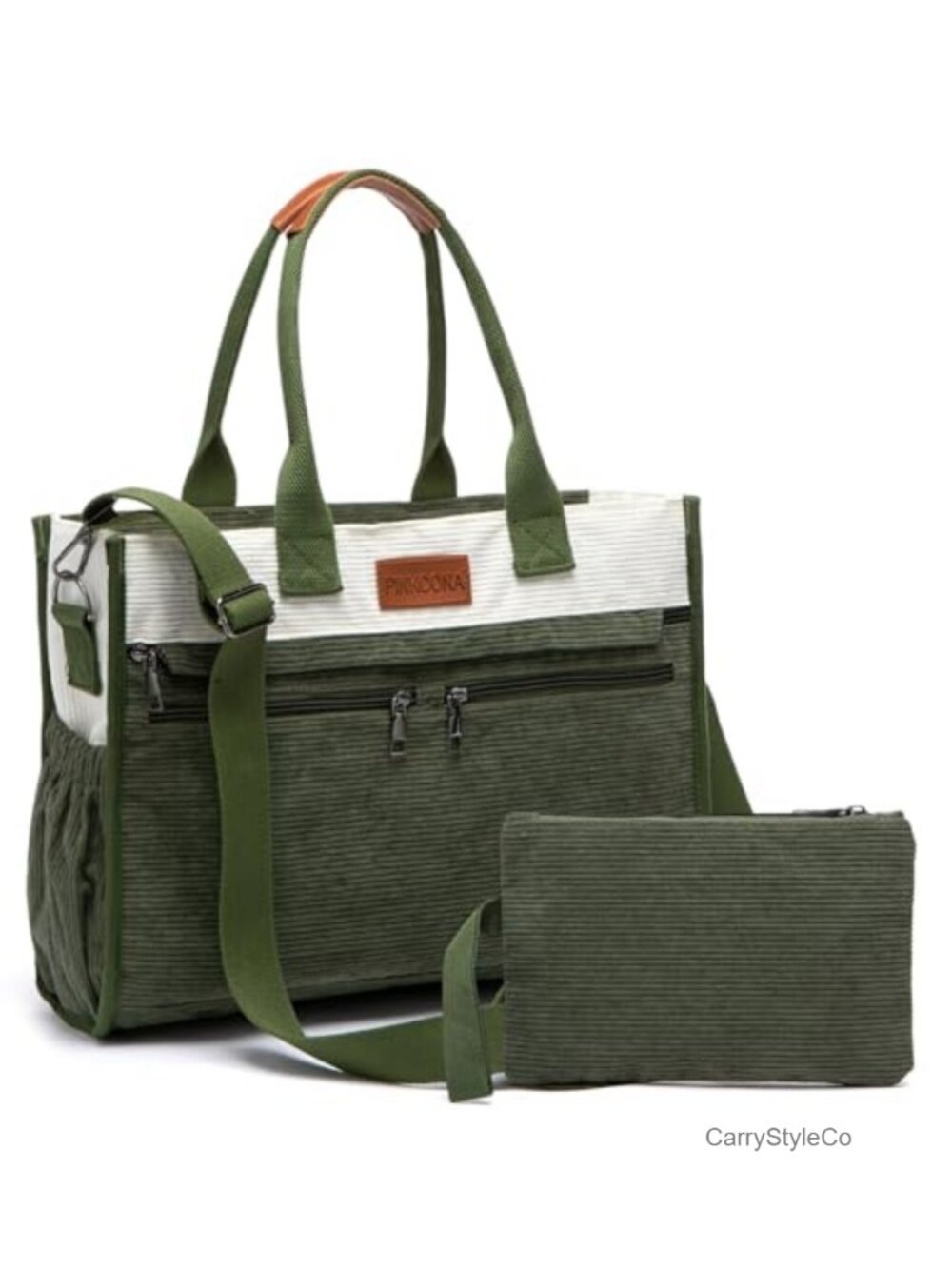Corduroy Tote Bag Set 14-Pocket Laptop Work Travel Crossbody